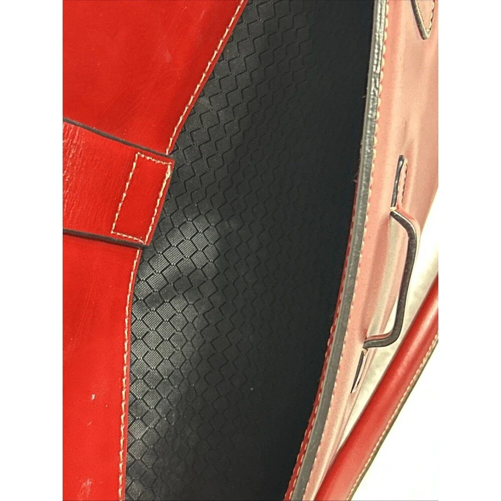 Franklin Covey Leather Bag Red Breifcase Organizer Tote Preppy Lagenlook Vintage